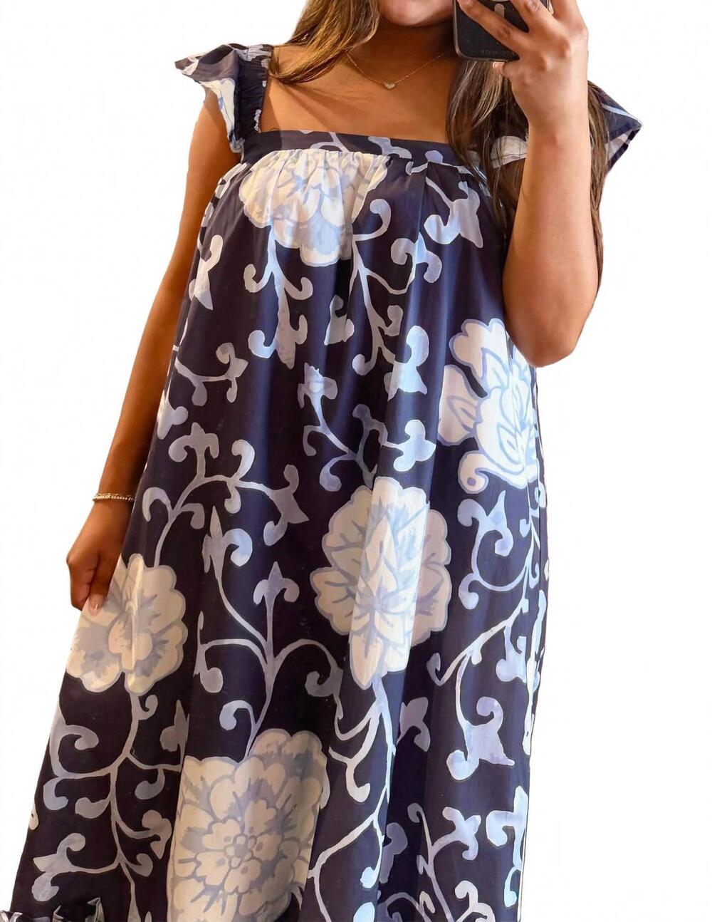 NEW TCEC porcelain garden maxi dress in blue